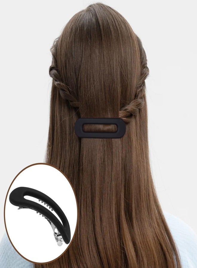 SmallCat 4 Pcs Hair Barrettes for Women, Strong Hold Barrettes for Hair, Non-Slip French Barrette Hair Clips, Flat Hair Clips for Women (Black, Gray, Blue, Coffee) - Image 5